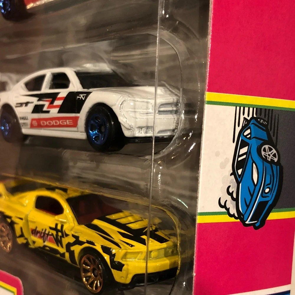 Mattel Hot Wheels Drift Car Set - Blue, Red, White, Yellow